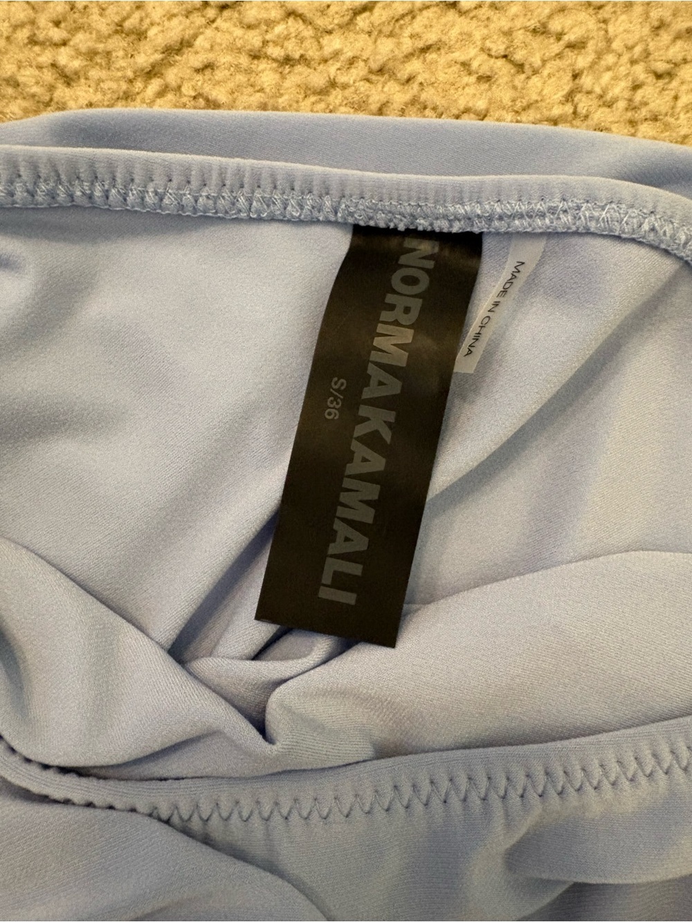 Norma Kamali Asymmetrical Ruched Crop Top - Pale Blue - Picture 4 of 4